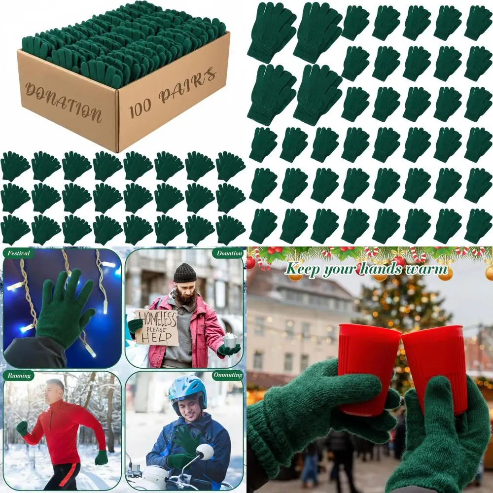 

100 Pack Warm Knitted Gloves for Men & Women - Ideal for Winter, Bulk Charity Donations