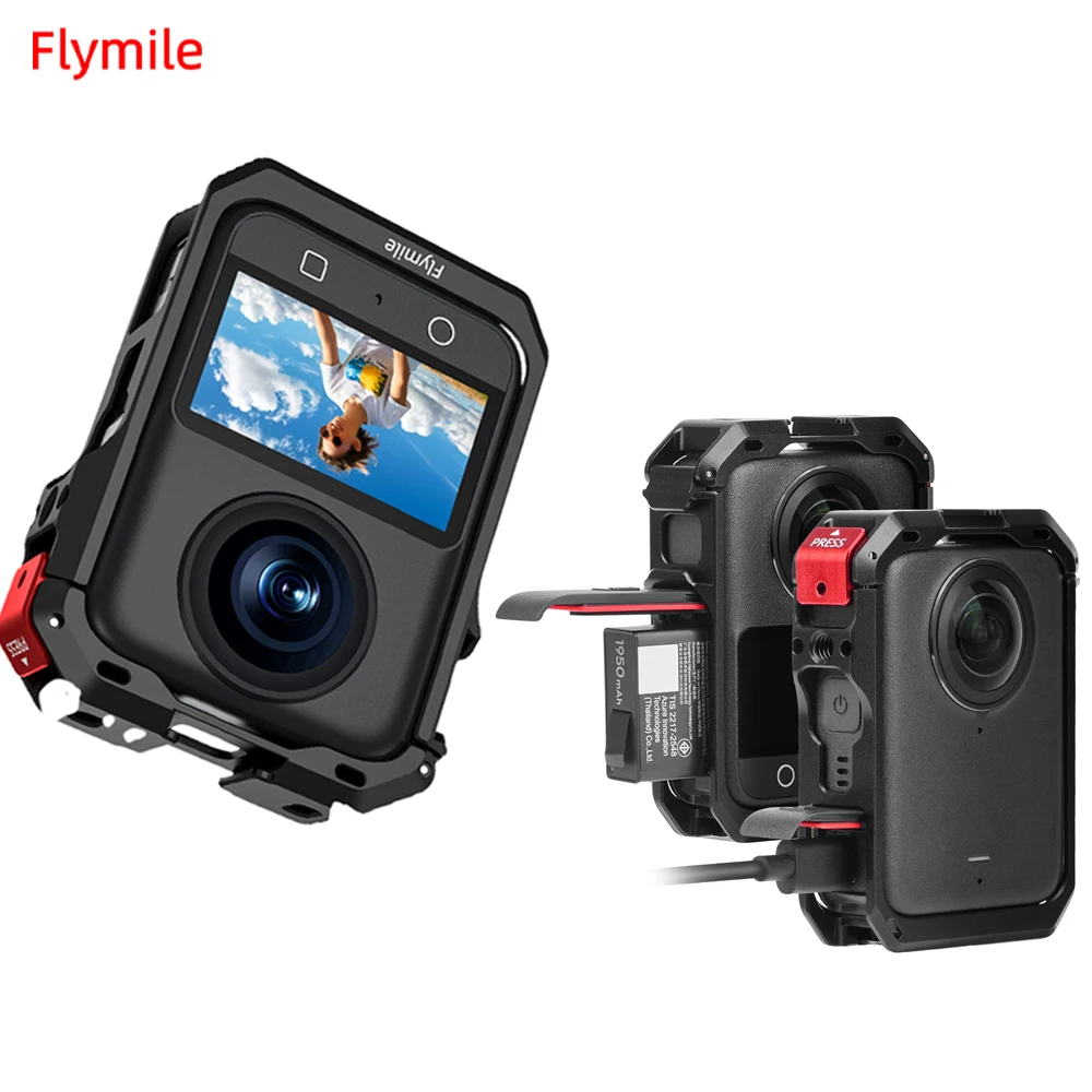 

Flymile Metal Cage for DJI OMSO 360 Camera Accessorise Aluminum Protective Case Silicone Lens Cover Multifunction Utility Frame