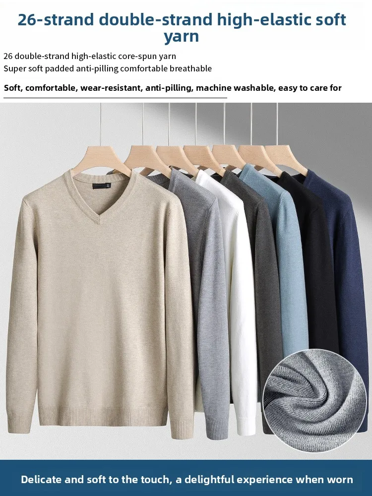 

Men's V-ne Knitted Sweater Base Layer Chien Heart Ne Inner Wear Long Sve Casual Sle Simple Design Autumn Season