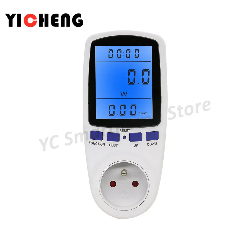 Backlight EU US UK FR AU BR ซ็อกเก็ต Wattmeter Power Meter Energy Meter ไฟฟ้าเชื้อเพลิงเมตร Electricity Meter Power Monitor