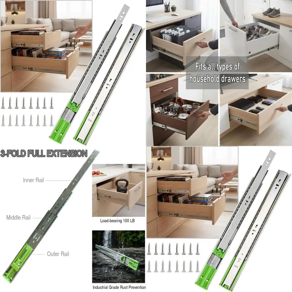 

22 двойных направляющих с боковыми креплениями и полным выдвижением