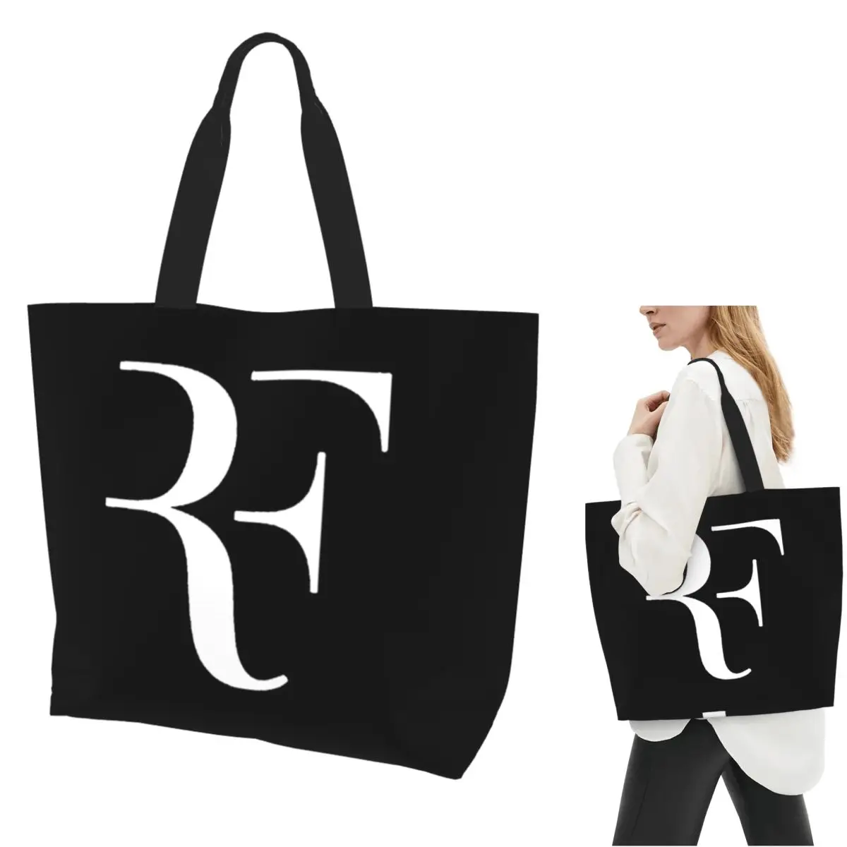 

Roger Federer Shopping Tote Bag Canvas Large Capacity Shoulder Bags Shopper Grocery Handbag for Women