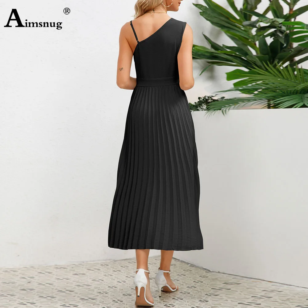 Women Elegant Long Maxi Dress Sexy Diagonal collar Party Evening Dresses 2024 European Style Vintage Irregular Pleated Dress