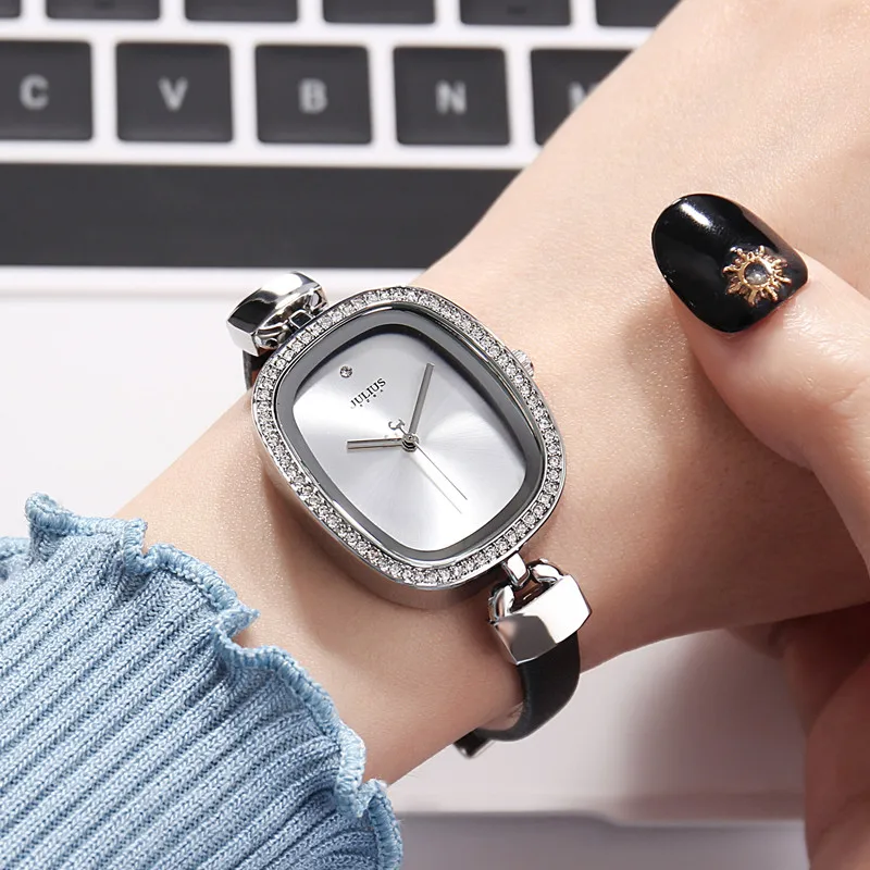 Top Julius Lady Woman Wrist Watch Elegant Simple Fashion Hours Dress Bracelet Leather School Student Girl Birthday Gift No Box