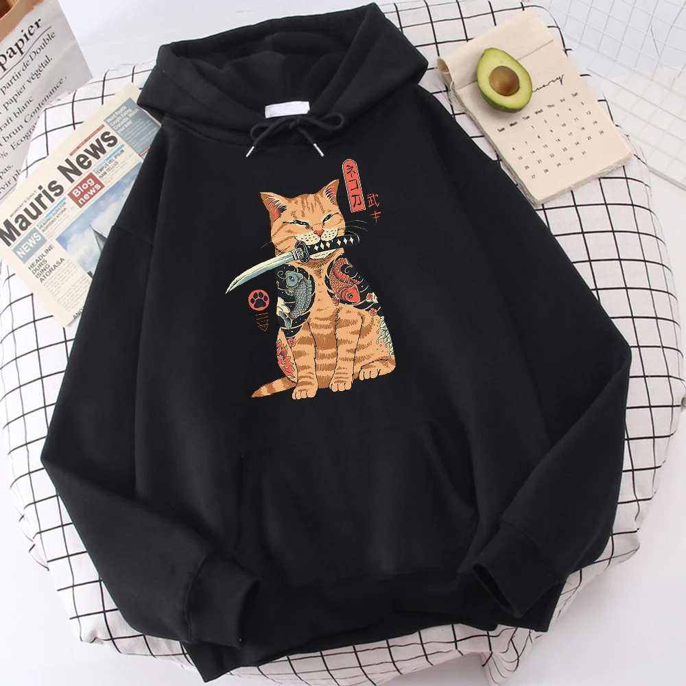 Cute Cat Fashion Hoodies Cool Print Hip Hop Sweatshirt Men New 2022 Autumn Fleece Streetwear Loose Harajuku Man Hooded Sudaderas