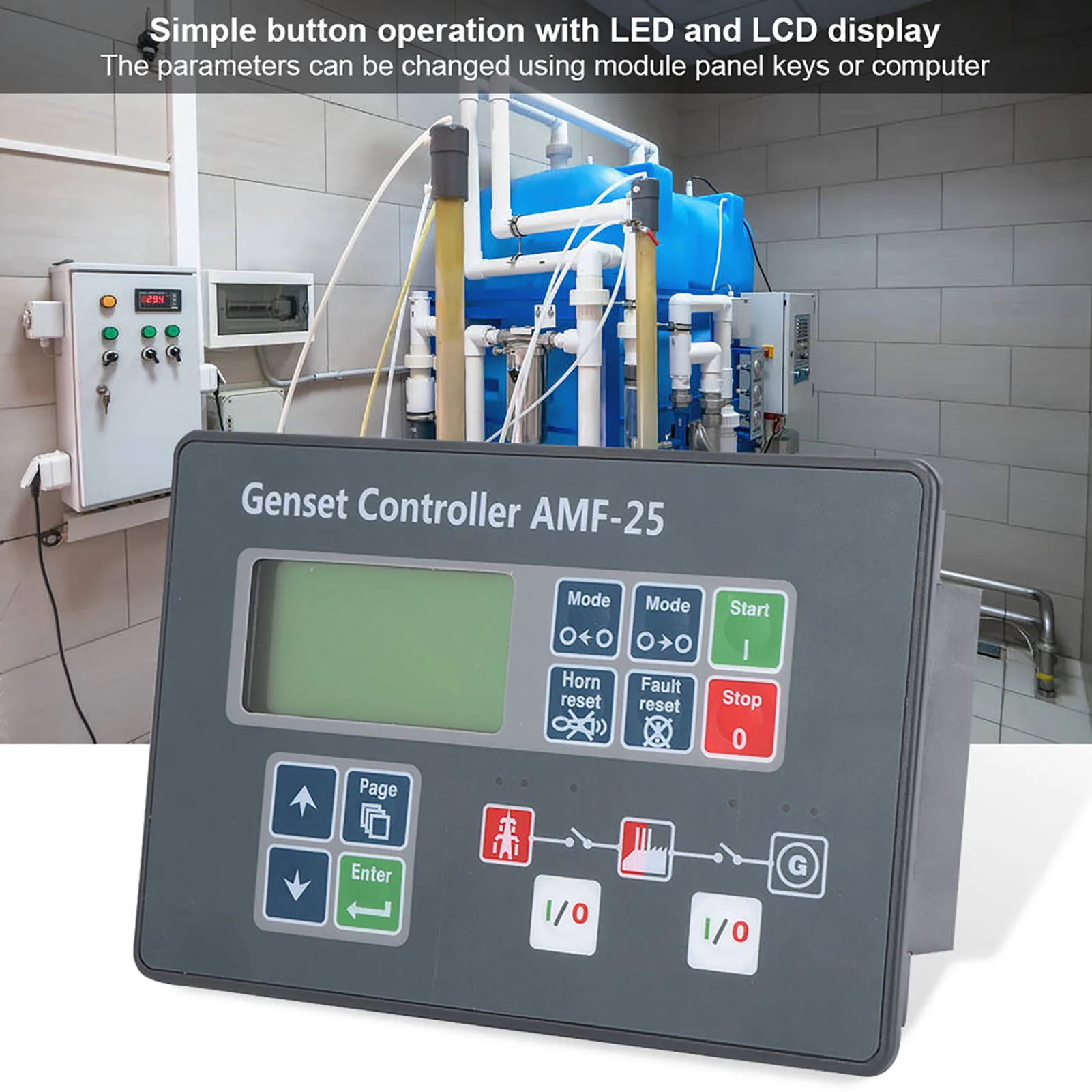 AMF-25 Generator Controller 8-35V Genset Auto Start Control Module LCD Display Panel for Diesel Generator Set Parts