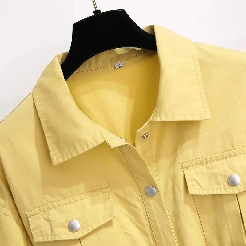 2025 été nouvelle combinaison à manches courtes simple boutonnage mode version coréenne vêtements de travail amples combinaisons vêtements de sport pour femmes