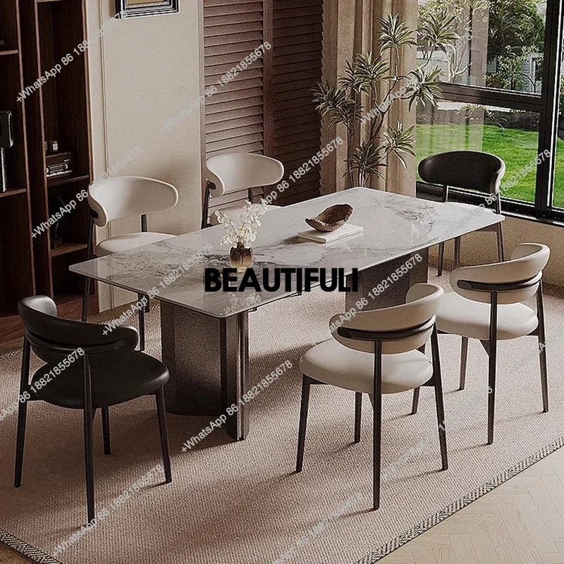 E182 Cheap Metal Design Dining Tables Legs High Space Saving Luxury Eating Dining Tables Modern Brown Mesas De Comedor Furniture