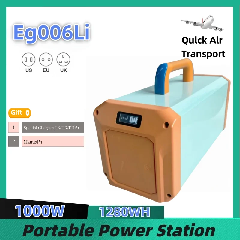 

1000W Outdoor Mobile Power Supply 1280Wh Large Capacity 110V/220V Solar Portable Car Jump Starter for Camping Emergency Back