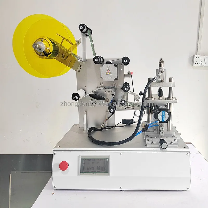 

Semi-automatic Manual Desktop Small Glass Bottle Inkjet Coding Machine Combined with Food Label Mounting Machine