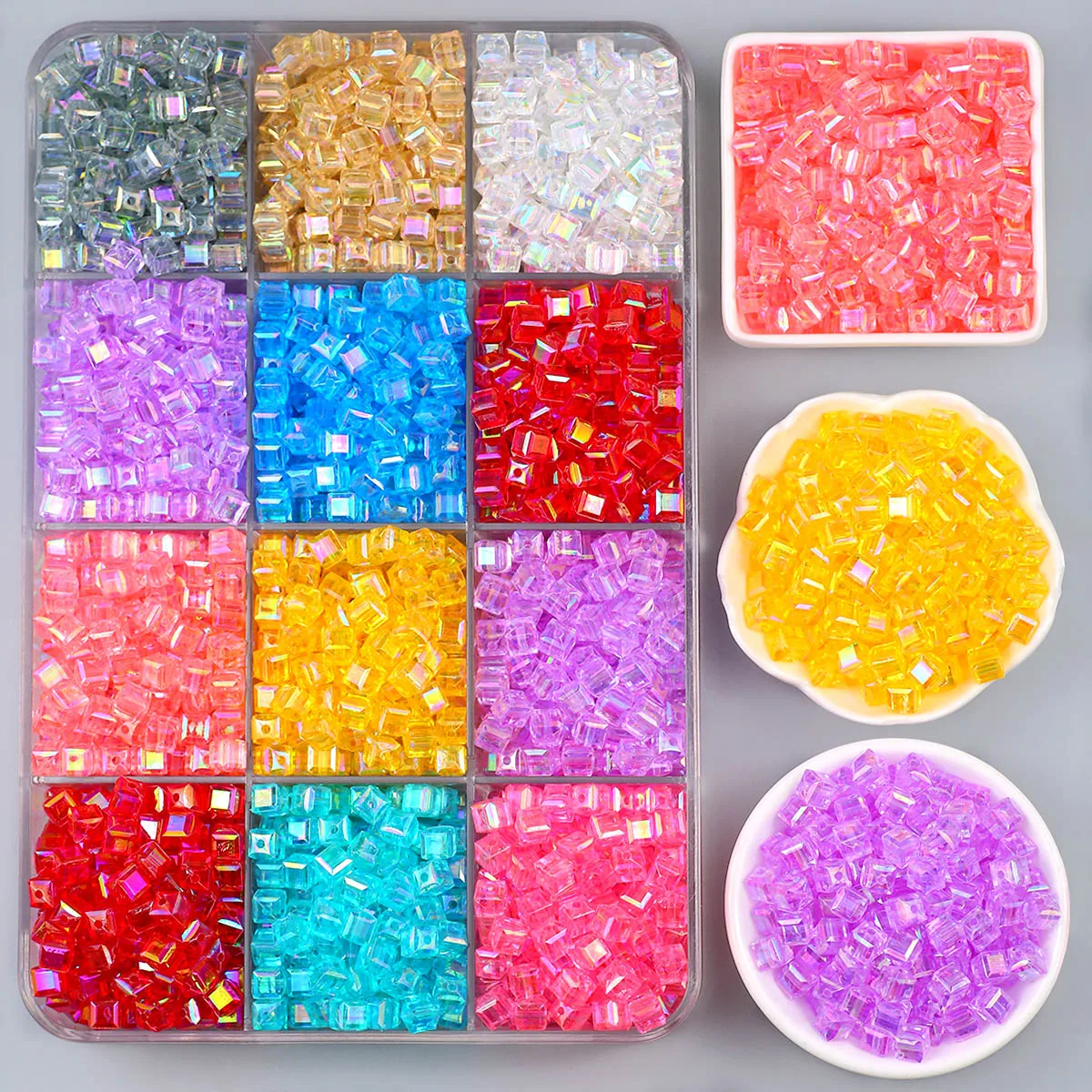 95-295pcs 7x7mm Multicolor Acrylic Semi-Transparent Square Beads Spacer Loose Beads For Jewelry Making DIY Bracelet Accessories