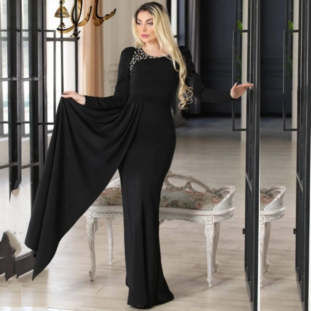 

Customized Formal Casual Jersey Sequined Pleat Trumpet Scoop Neck Long Dresses Bespoke Occasion Matching