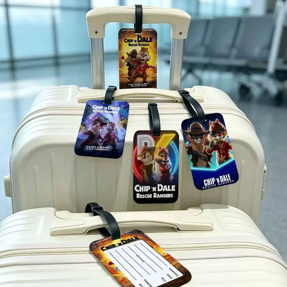movie Cartoon C-Chip D-Dale Universal PVC Luggage Tag Anti lost With Information Card Suitcase Backpack Identification Label