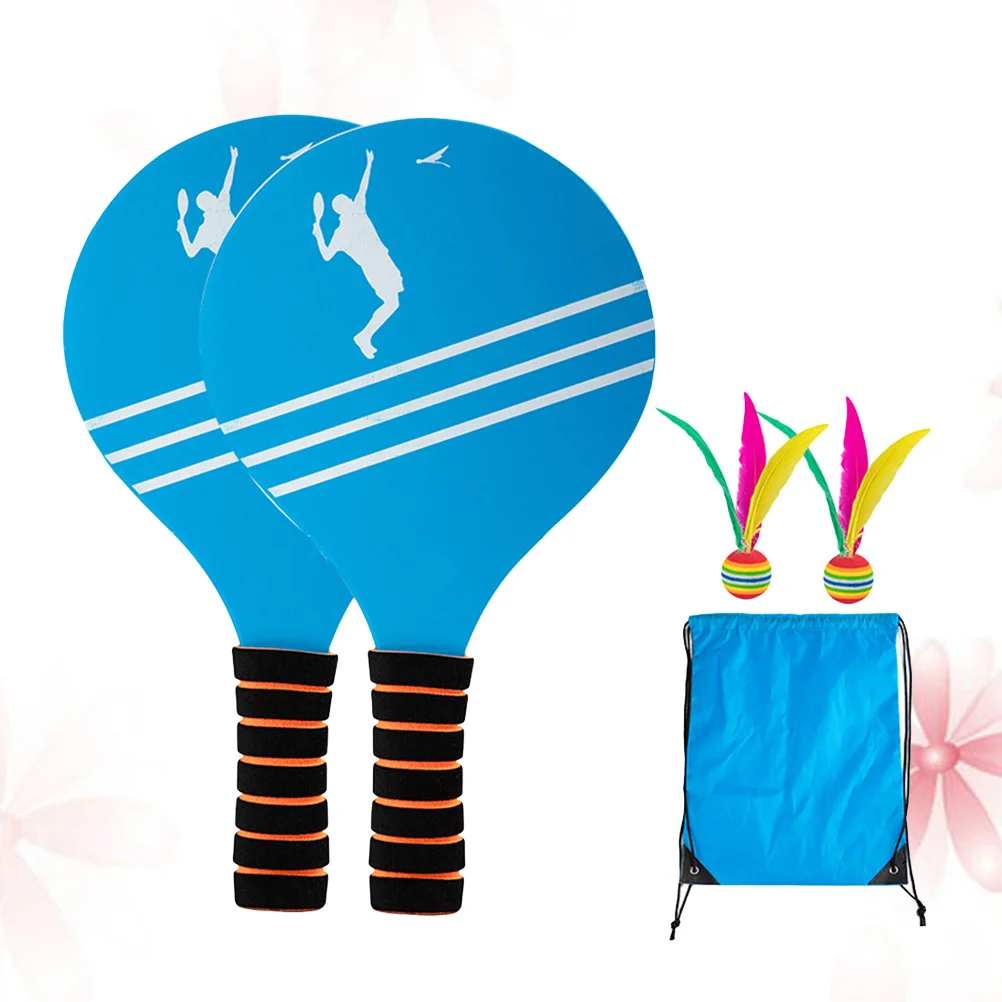 

Parent-Child Sports Ball Racket Set Solid Wood Kids Beginner Badminton Rackets 2 Shuttlecocks Storage Bag Outdoor