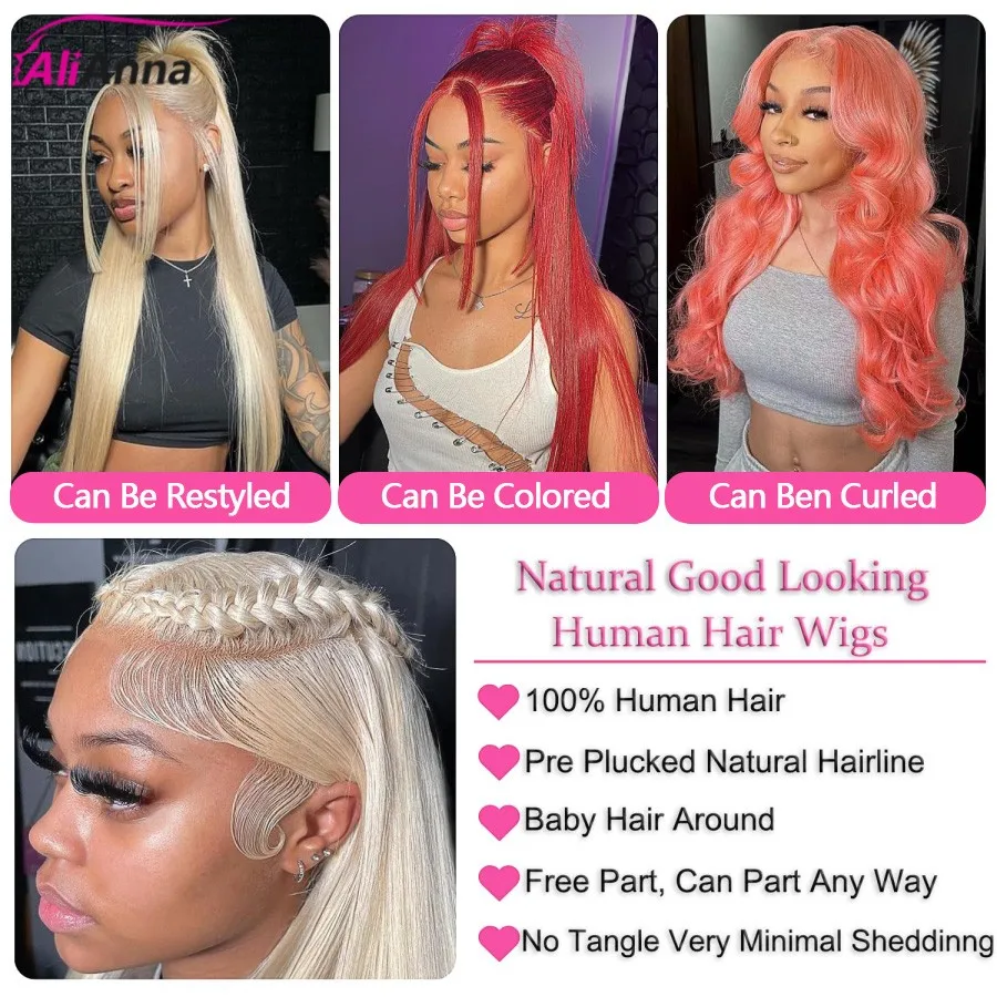 613 Blonde Lace Front Wig Human Hair 13x4 Transparent HD Colored Human Hair Wigs Brazilian Straight Human Hair Lace Frontal Wig