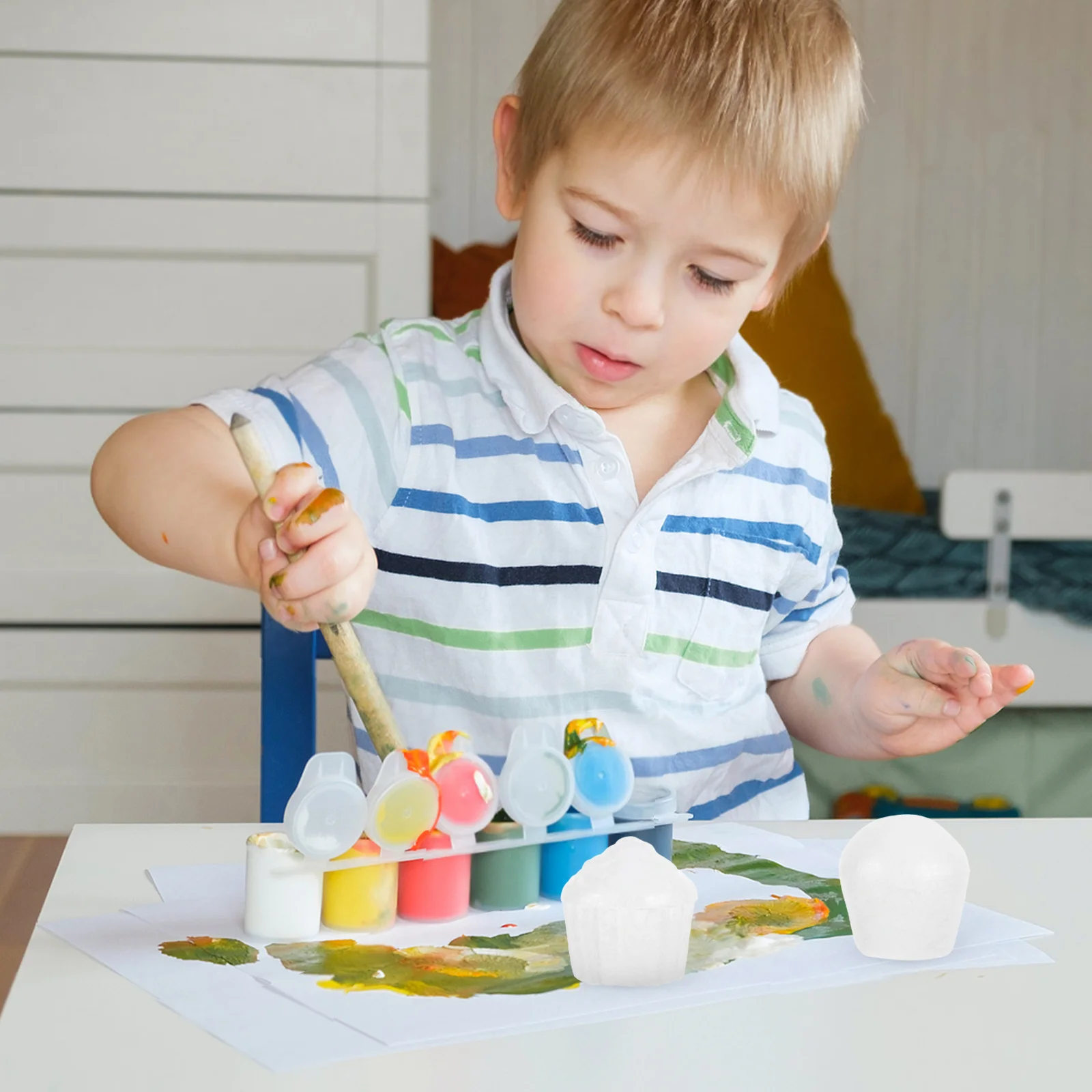 

12pcs Unpainted Craft For Kids Diy Cake Decorating Models Blank Foam Cupcake Creative Drawing Crafts Accessories Foam For