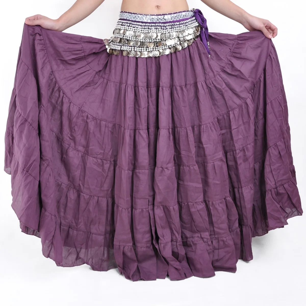 Bohemian Skirt Tribal Dance Skirt Belly Dance Swing Skirt Costume Ethnic Style (No Belt) Stage Performance Dance Accessories
