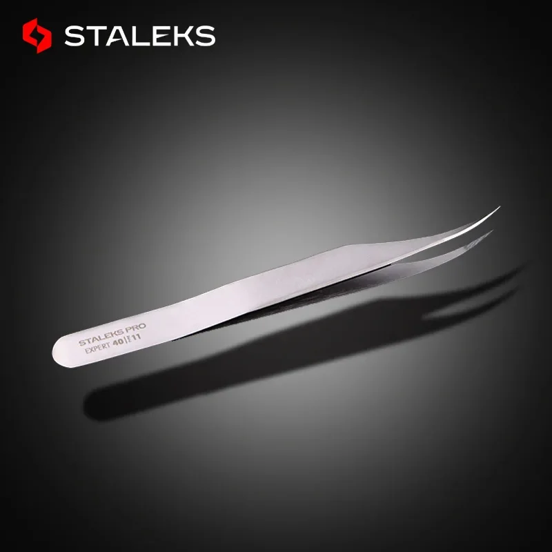 STALEKS PRO 40-11 High Precision Tweezers Anti Static Eyelashes Grafting Flowering Essential Stainless Steel Tweezers