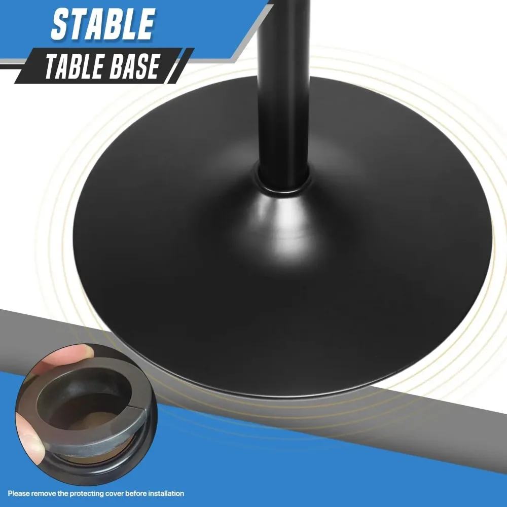 23.5 Inch Round Pub Table Cocktail Table, 27.5"- 36" Height-Adjustable, Bar Table High Top Table with Metal Pole and Base