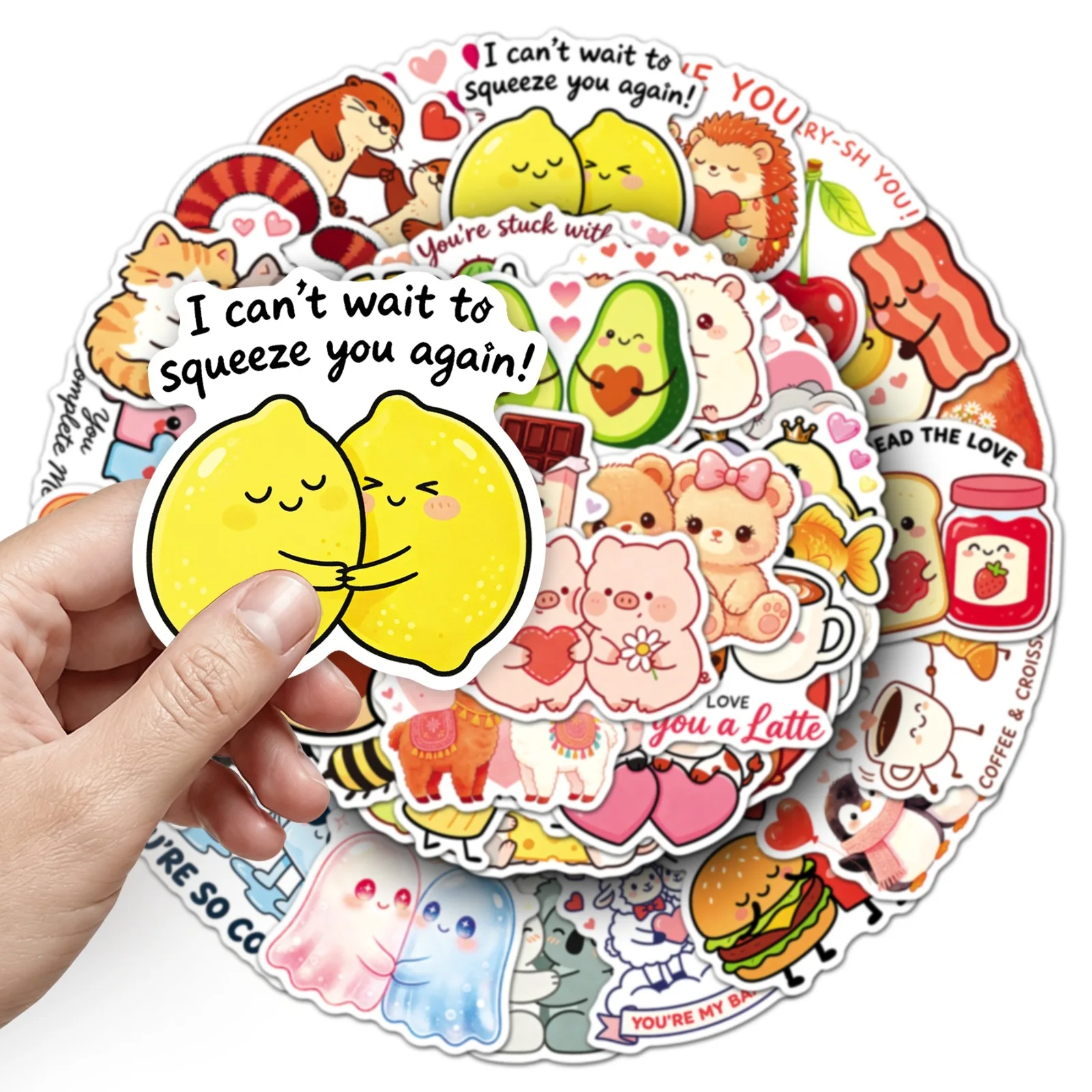 50 Stück Cartoon-Paar-Tier-Graffiti-Aufkleber Romantische Süße Herz-Aufkleber DIY Gepäck Handy Gitarre Scrapbook Party-Geschenke