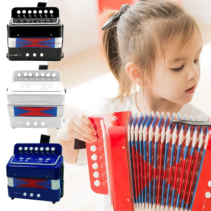 Kids Accordion Toy Instrument Toy Button Accordion For Kids Portable 7 Keys Button Small Accordion For Beginners Boys And Girls