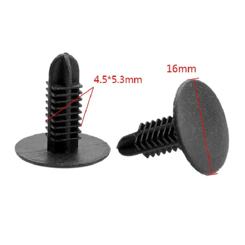 Aupoko 50pcs Fit 4.5x5.3mm Hole Black Car Door Trim Panel Bumper Fender Retainers Plastic Screw Rivets Auto Fastener Push Clips
