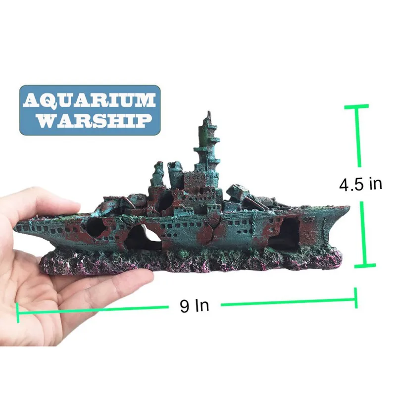 Aquarium Fish Tank Decorations Landscape Pirate Ship Wreck Ship Vintage Resin Design Boat Aquarium Accessories Home Decorations