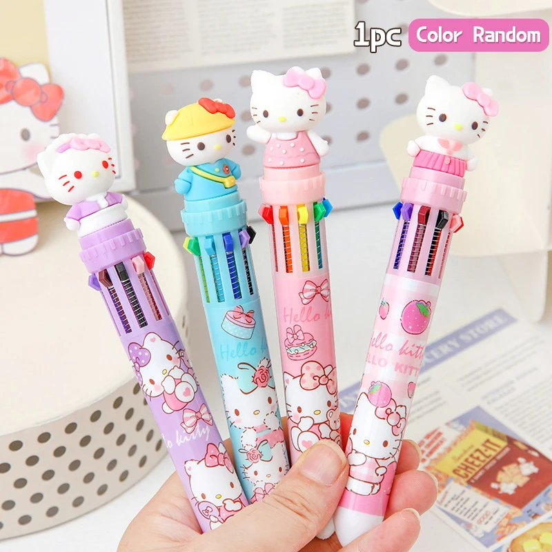 

Sanrio Ballpoint Pen Hello Kitty 10 Colors Gel Pens Cute Cartoon Press Writing Pen School Supplies Students Stationery