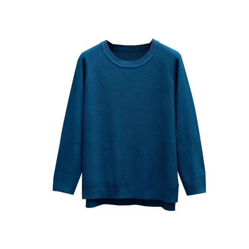 2022 Herfst Nieuwe Grote Truien Truien Vrouwen L-4XL Oversize Split Knit Top Mode Effen Kleur Vrouwelijke Dieptepunt Breien Tops