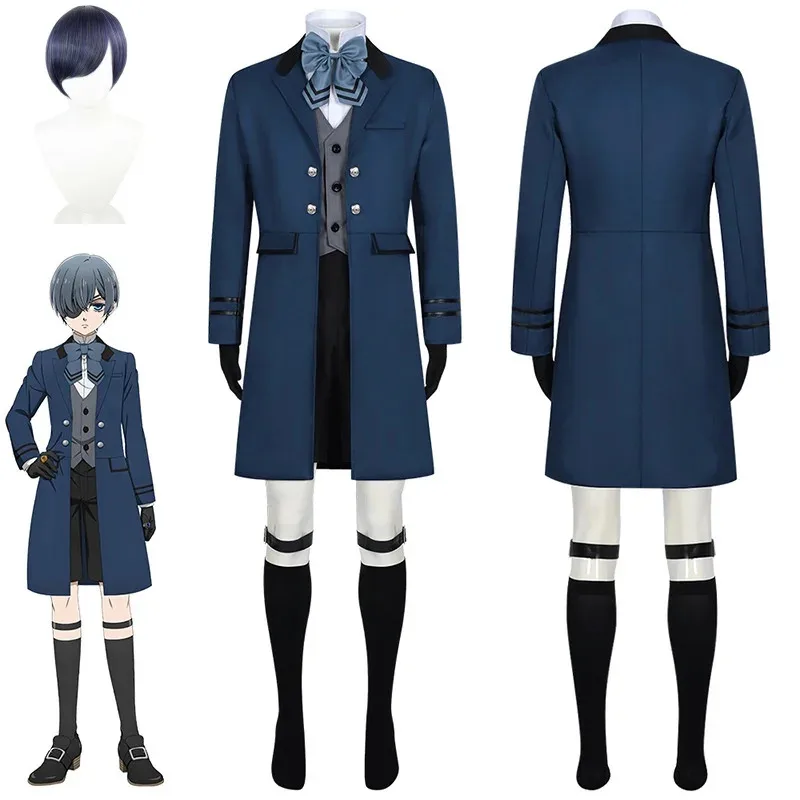 

OP01 Ciel Phantomhive Косплей Костюм Парик Косплей Аниме Черный дворецкий Хэллоуин Карнавальный костюм6Gd@!