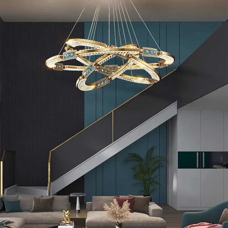 Modern home decoration crystal chandelier, stair Pendant lamp, living room Pendant lights, interior lighting