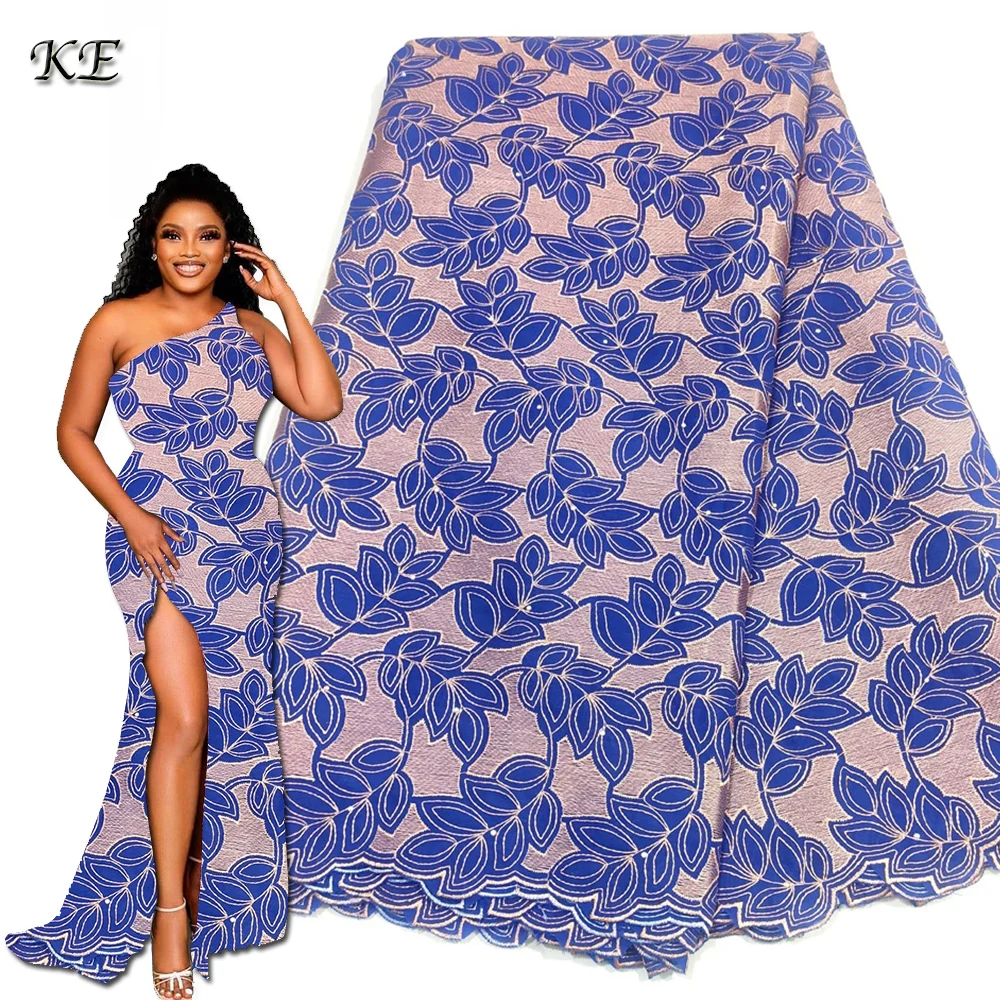 

Роскошные швейцарские роскошные кружевные ткани Королевского синего цвета, 2022 высококачественные ткани с вышивкой, богатый базин, оригинальные 2022 хлопковые кружева, ткань из бисера Дубая