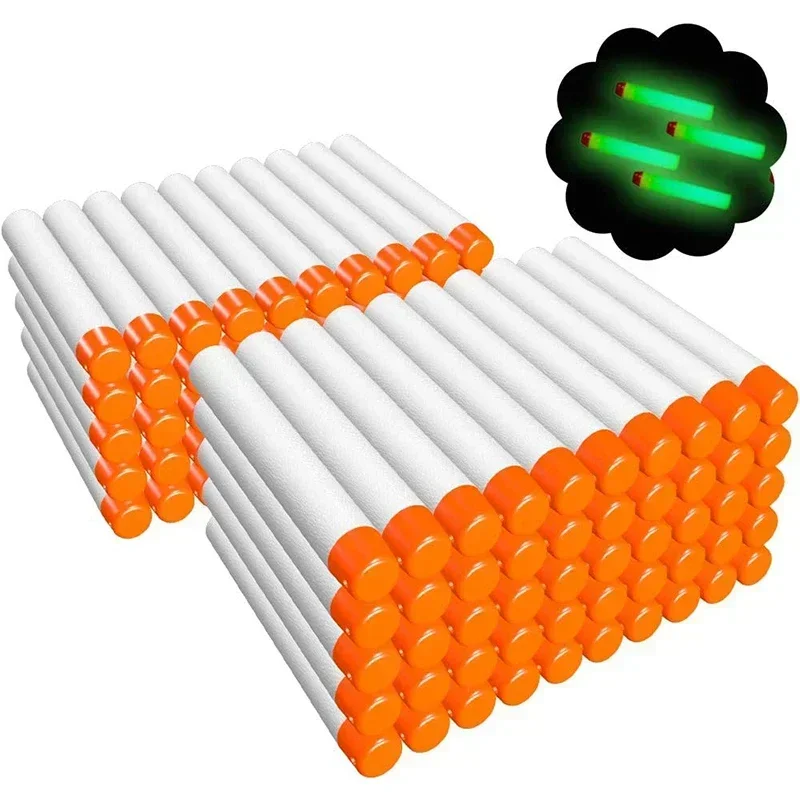 100/200 pièces pour balles Nerf EVA 7.2cm blanc lumineux balle souple trou creux tête pour Nerf jouet pistolet accessoires pour Nerf Blasters