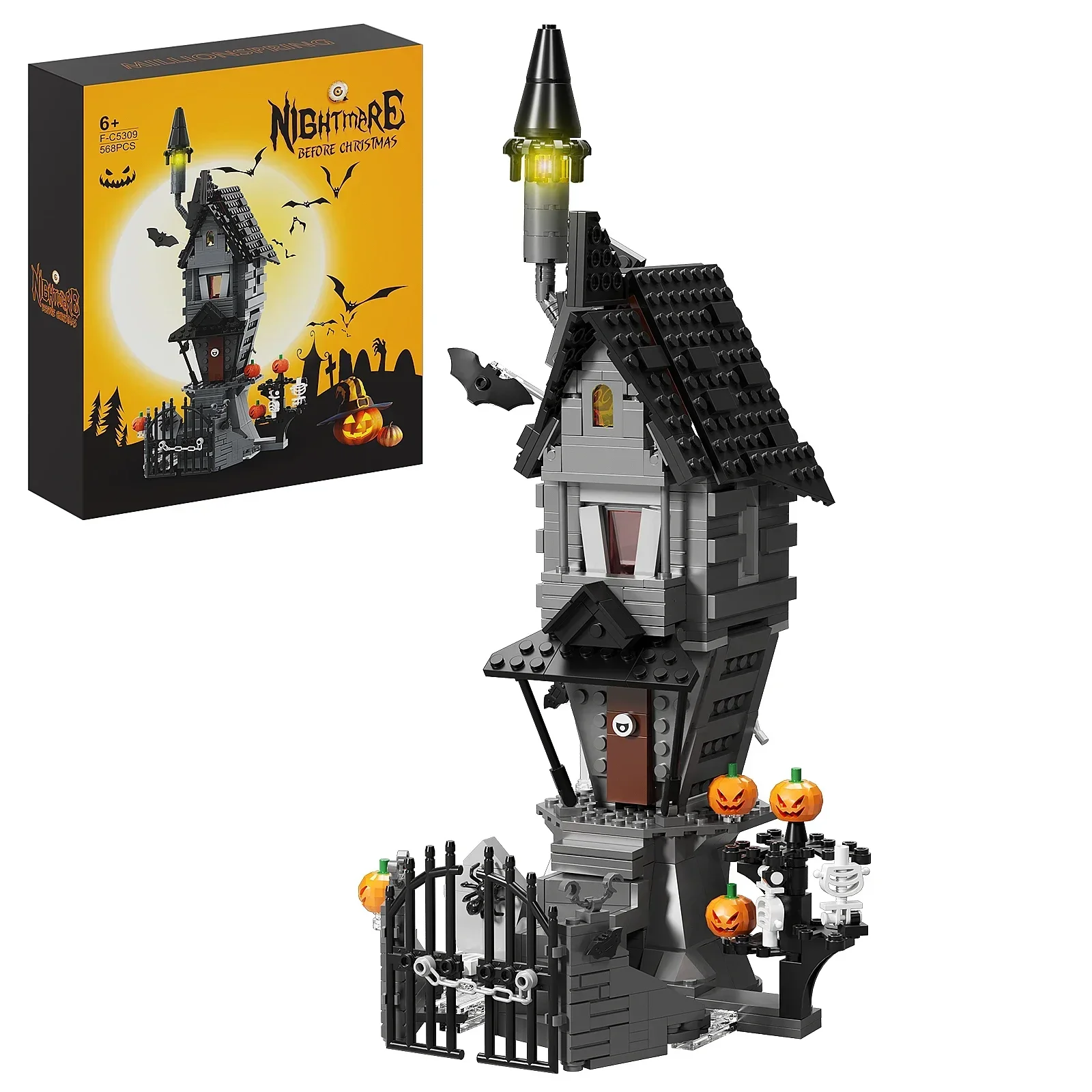 NEW  House-Nightmareal Before Building Blocks Set Ghost Skeleton Hut DIY Bricks Toys Children Christmas Halloween Birthday Gift