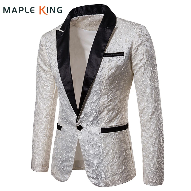 Floral Jacquard Suits and Blazers for Men Elegante Hombre Luxury Designer Wedding Party Dress Costume Homme Mens Formal Coat