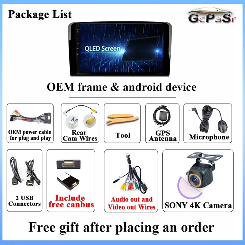 راديو السيارة الاندورويد Carplay لمرسيدس بنز ML GL W164 ML350 ML500 GL320 X164 ML280 GL350 GL450 السيارات QLED شاشة لتحديد المواقع والملاحة