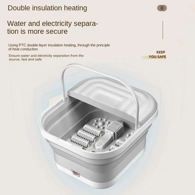 Foldable Foot Bath Tub Heating Constant Temperature Control Massage Foot Intelligent Electric Soaking Basin Portable Household