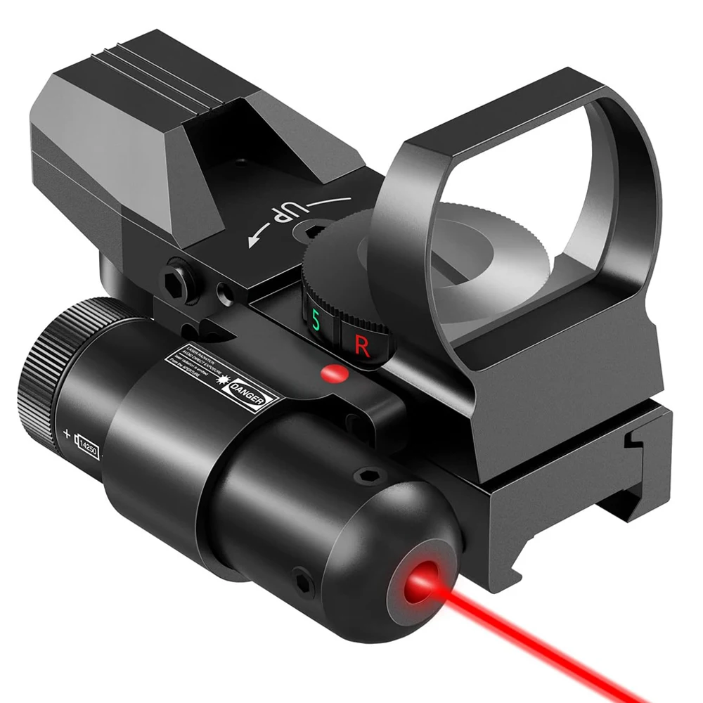 Tactical Red Dot Sight Red Green Reflex Sight Riflescope with Red Green Laser 4 Reticle Hunting Optics Sight for 20mm Rail