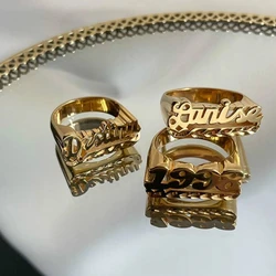 Personalized Hip Hop Name Ring Customized High Quality Stainless Steel Letter Neutral Accessories Charming Jewelry for Men/Women