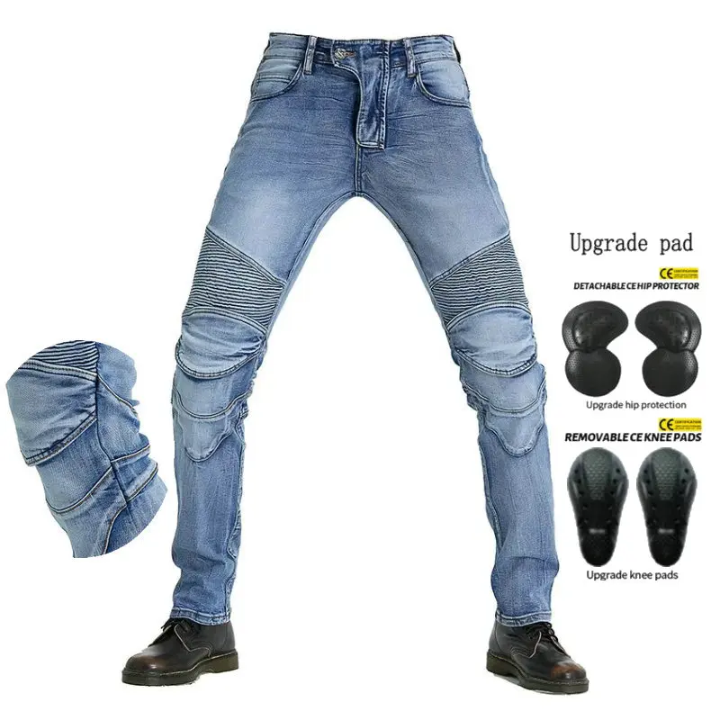 

Motorcycle Riding Protection Jeans Motocross Retro Casual Pants Loong Biker Locomotive Straight Cycling Protective Trousers