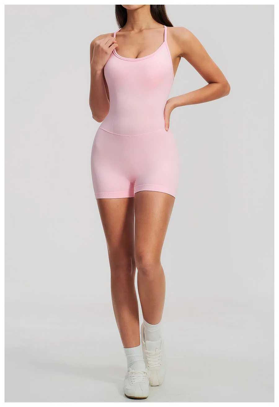 Yoga-Sets Nahtlose Gym-Jumpsuits Damen Einteiliger Sport-Bodysuit Overalls Aktivbekleidung Fitness-Trainingskleidung Kurze Outfits – Detail 12