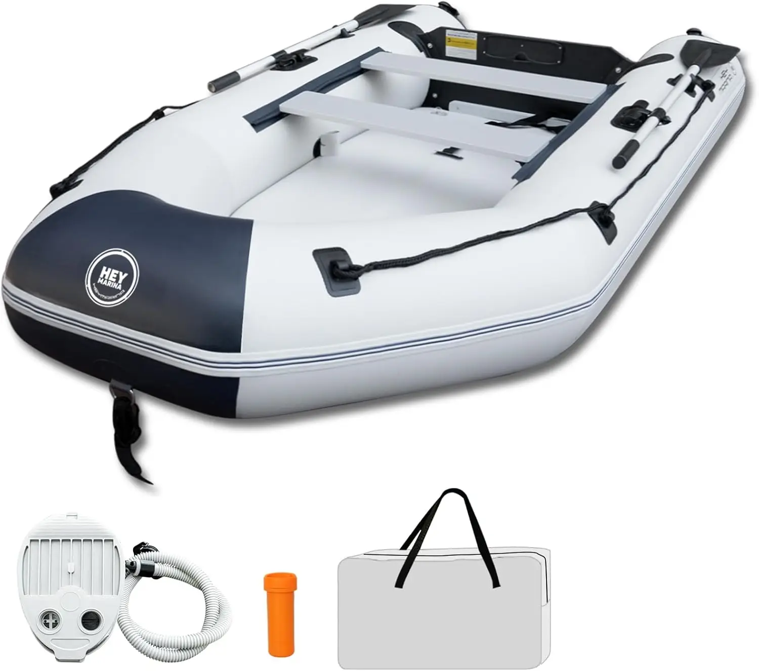 ^For 10ft Inflatable Dinghy Boat for Adult with Drop Stitch Floor 3 4 Person Inflatable Raft with Oars Carry Bag Heavy Duty Moto