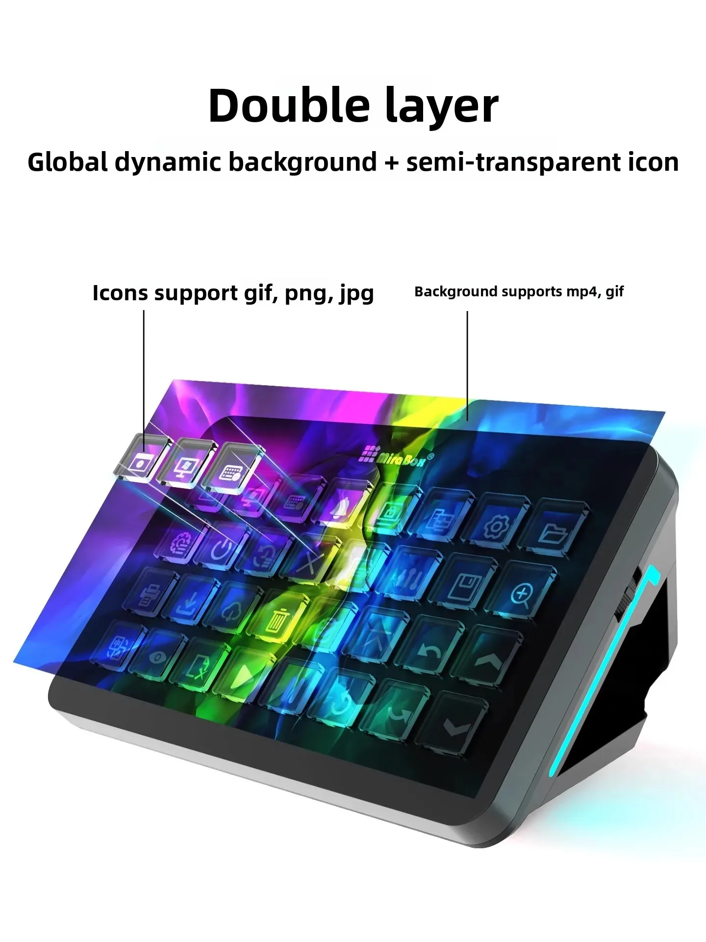 Consola Visual Mirabox XL, teclado Macro de 32 teclas, Streamdeck programable, Control Central en vivo, teclado Macro, accesorios para jugadores de PC