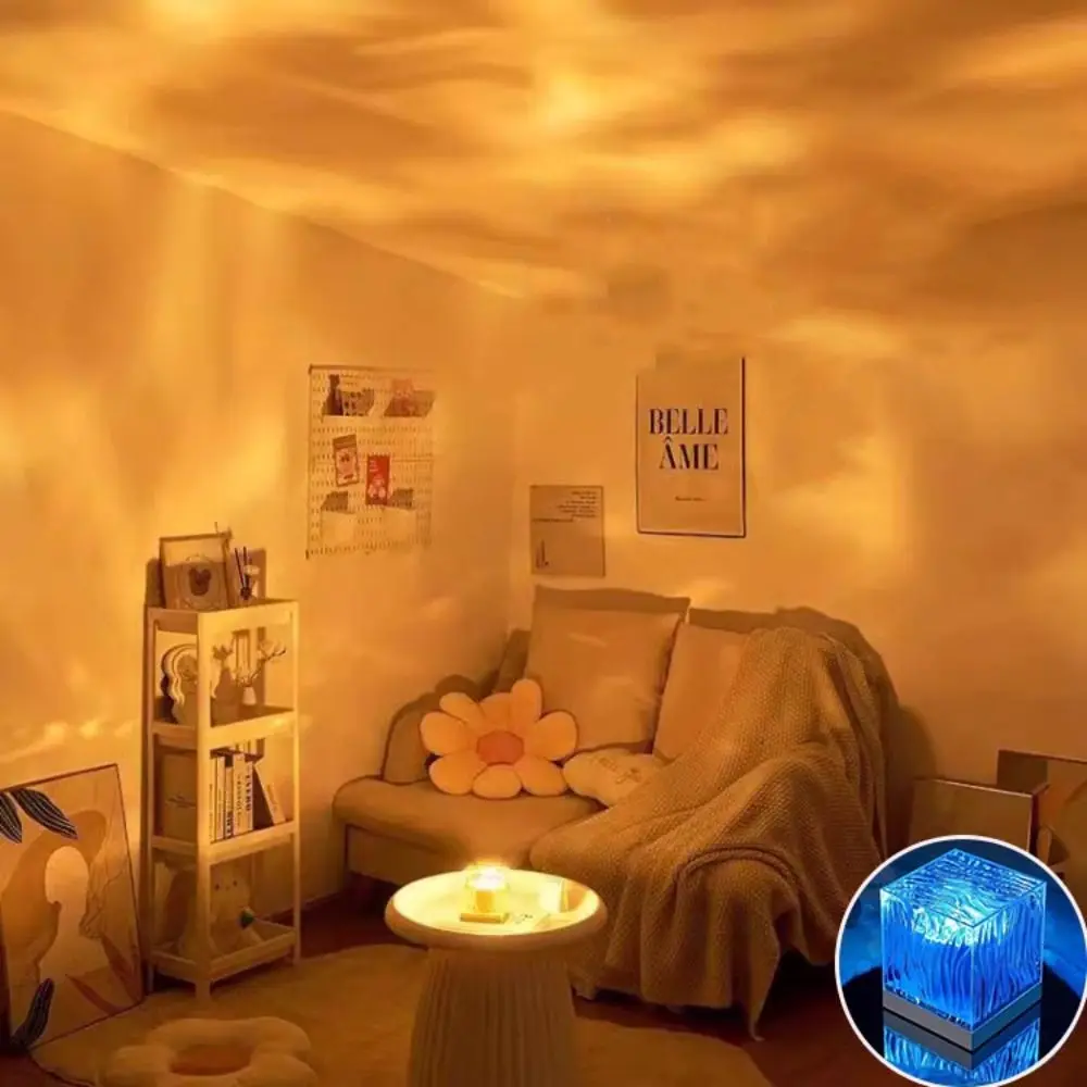 

16-цветный проектор Northern Lights, перезаряжаемый ночник с водной рябью и водной рябью, USB с дистанционным управлением, лампа звездного неба