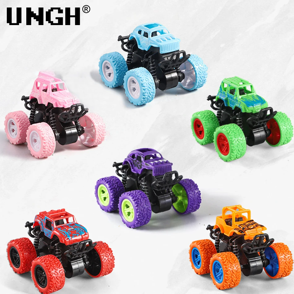 UNGH Pull Back Four-wheel Drive off-road Vehicle Stunt Dump Car Inertia Car Boy Toy Car Pull Back car for Children toys