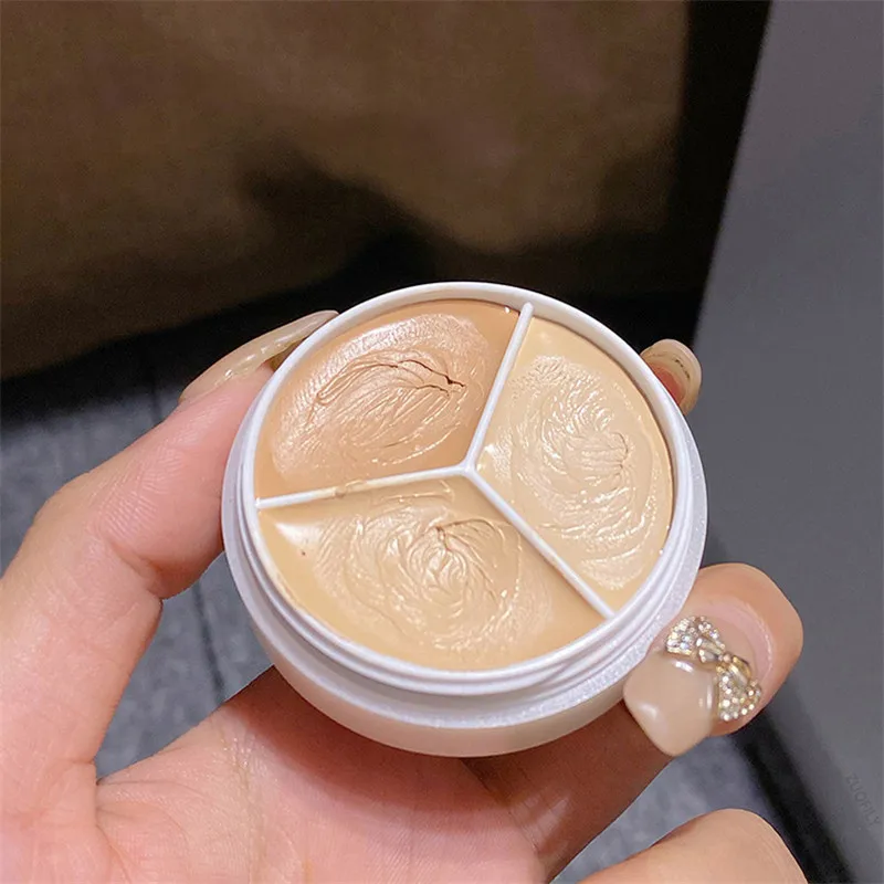 3 Kleuren Contour Concealer Palet Met Borstel Hydraterende Volledige Dekking Acne Spot Donkere Kringen Concealer Crème Make-Up Cosmetica