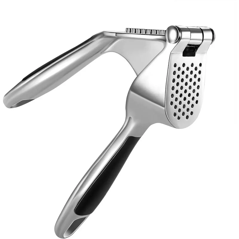 1PC Zinc Alloy Garlic Press Crusher Mincer, Ergonomic Soft Grip Handle, Easy To Squeeze Clean Garlic Tool