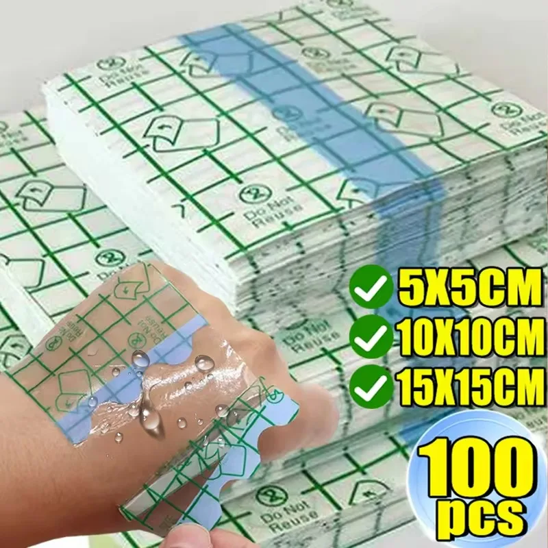 10/100 Stück wasserdichtes, transparentes Verbandpflaster aus PU, dehnbar, selbstklebend, Einweg-Wundverband für Tattoos, Dusche