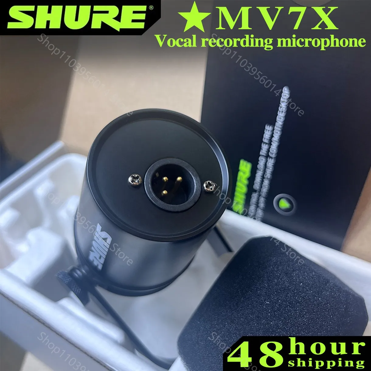 Shure MV7X XLR Podcast Broadcast Microphone Dynamic Cardioid Optimized Frequency Mic for Podcasting & Vocal Recording All Metal