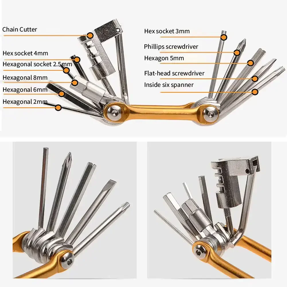 Kit d'outils de réparation de vélo, 11 en 1, VTT, Tournevis étanche, Rayon JOHex, Ensemble de réparation de vélo multifonction, Outils de cyclisme